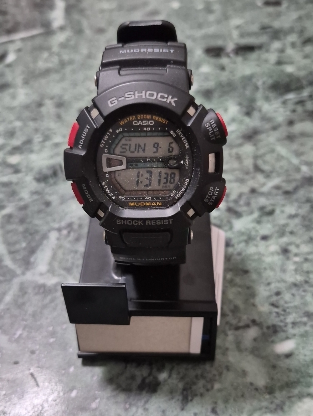 Perfect Condition Casio G-Shock Mudman Digital Watch - Black with Red Accents